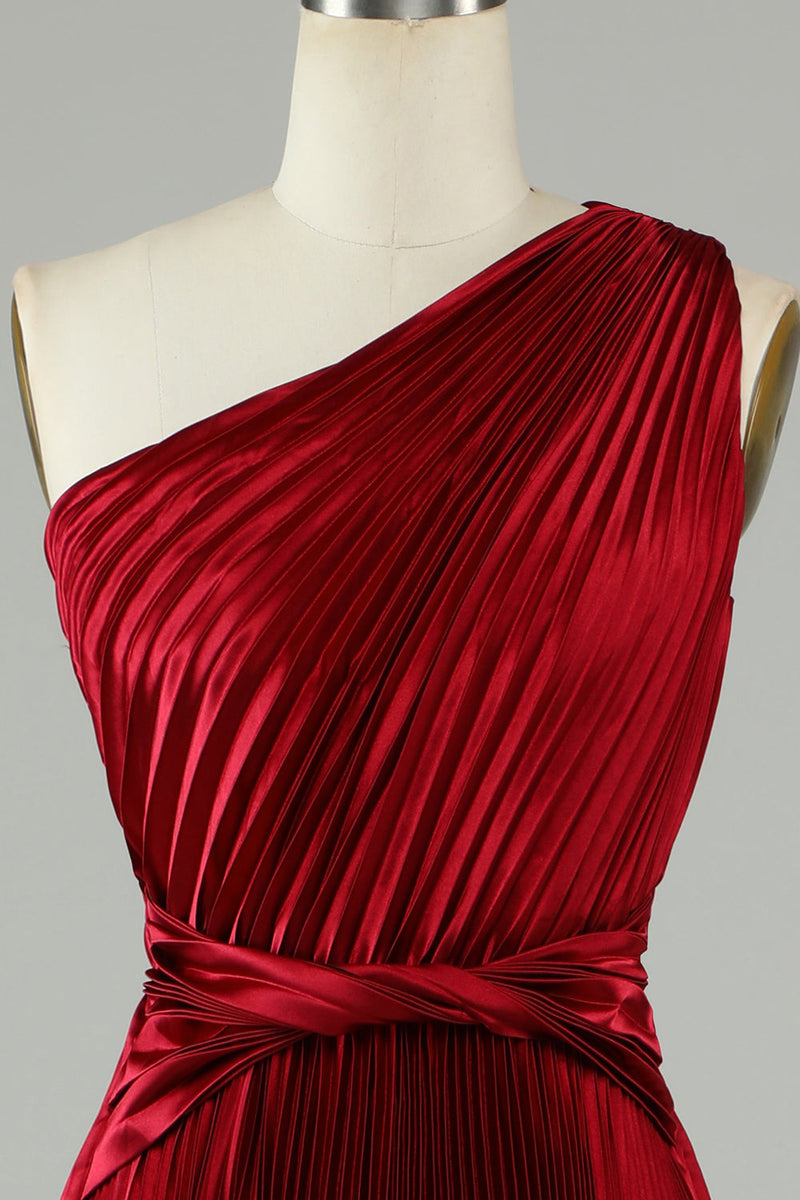Load image into Gallery viewer, Asymmetrisk One Shoudler burgunder brudepike kjole