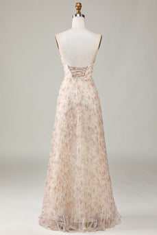 A-Line Sweetheart Champagne Flower brudepike kjole