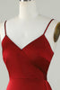 Load image into Gallery viewer, Spaghetti stropper Burgunder brudepike kjole med volanger