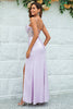 Load image into Gallery viewer, Havfrue Spaghetti stropper Lilac Korsett Brudepike kjole med Slit