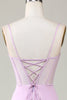 Load image into Gallery viewer, Havfrue Spaghetti stropper Lilac Long brudepike kjole med Slit