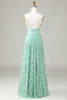 Load image into Gallery viewer, A-Line Spaghetti stropper ermeløs grønn brudepike kjole