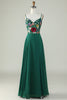 Load image into Gallery viewer, A-Line Spaghetti stropper mørkegrønn Long brudepike kjole med 3D-blomster