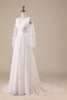 Load image into Gallery viewer, Ivory Chiffon Sweep Train Boho brudekjole med blonder