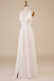 A-Line Halter Ivory Sweep Train brudekjole med Slit