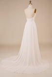 A-Line Halter Ivory Sweep Train brudekjole med Slit