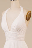 A-Line Halter Ivory Sweep Train brudekjole med Slit