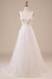 Sparkly Tulle Beaded Ivory Long brudekjole