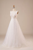 Sparkly Tulle Beaded Ivory Long brudekjole