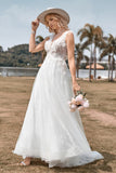 Sparkly Tulle Beaded Ivory Long A Line brudekjole