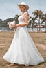 Load image into Gallery viewer, Sparkly Tulle Beaded Ivory Long A Line brudekjole