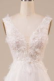 Sparkly Tulle Beaded Ivory Long brudekjole