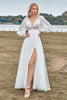 Load image into Gallery viewer, A-Line Tulle Beaded Ivory brudekjole med lange ermer