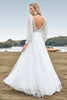 Load image into Gallery viewer, A-Line Tulle Beaded Ivory brudekjole med lange ermer