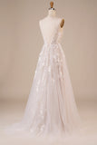 Tulle Backless Ivory Long brudekjole med broderi