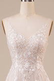 Tulle Backless Ivory Long brudekjole med broderi