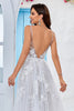 Load image into Gallery viewer, Tulle Backless Ivory Long A Line brudekjole med broderi