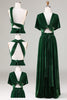 Load image into Gallery viewer, Mørkegrønn Covertible Bruk Velvet Long brudepike kjole