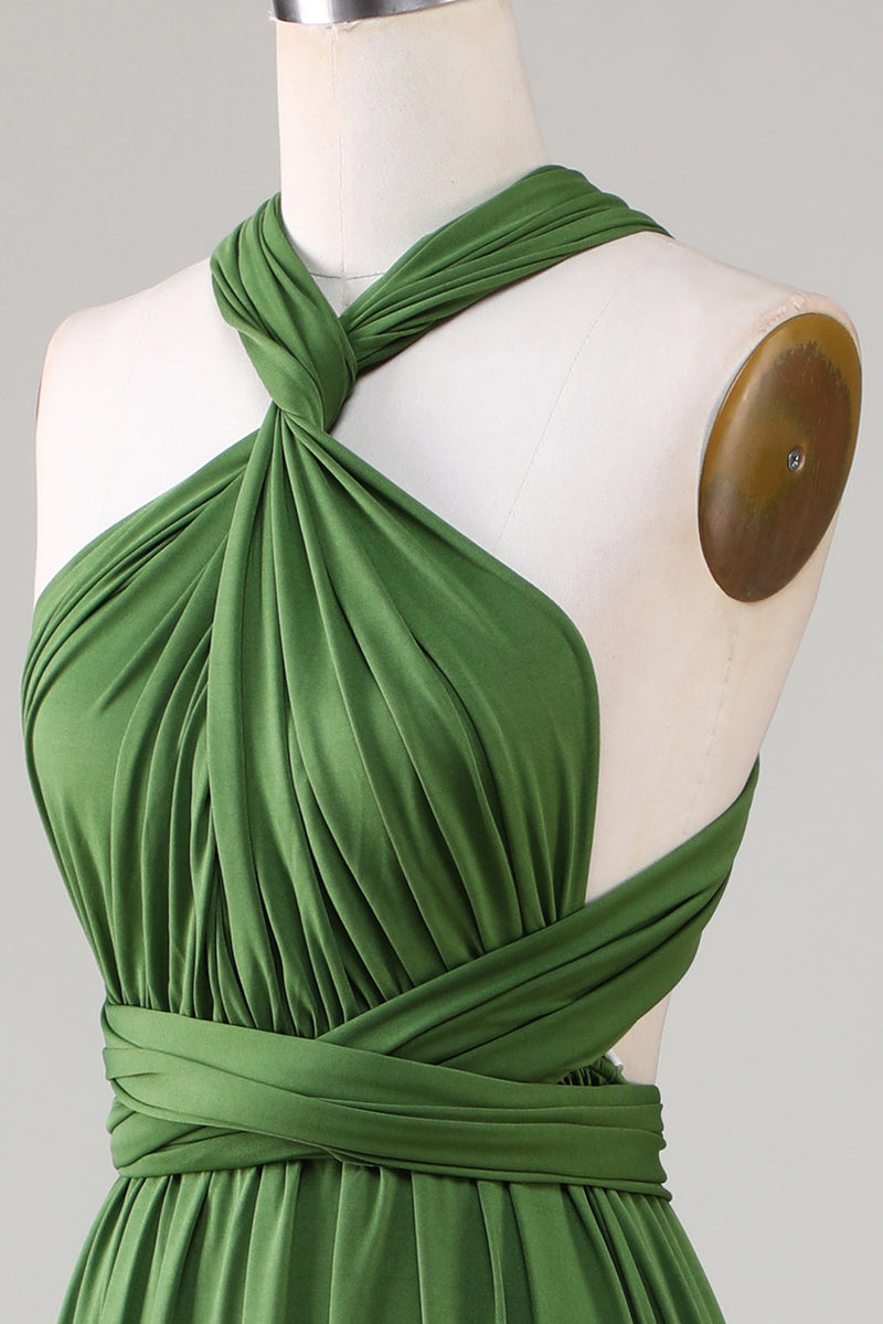 Load image into Gallery viewer, Olive Green Spandex Convertible Wear Long brudepike kjole
