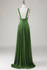 Load image into Gallery viewer, Oliven Deep V-hals ermeløs lang brudepike kjole