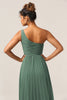 Load image into Gallery viewer, En linje en skulder eukalyptus lang brudepike kjole med ruched