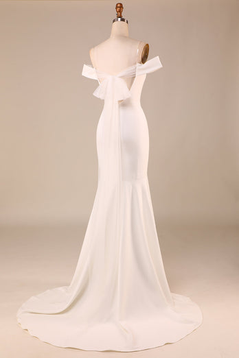 Enkel elfenben havfrue snøre-up tilbake lang brudekjole