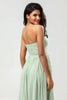 Load image into Gallery viewer, Stroppeløs A Line Chiffon Green brudepike kjole med plissert