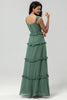 Load image into Gallery viewer, Klassisk eleganse: En linje fra skulderen Eukalyptus Long Bridesmaid Dress