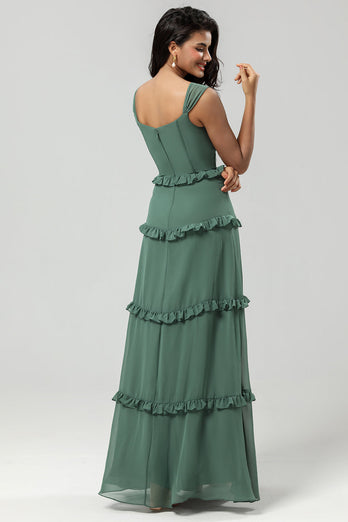 Klassisk eleganse: En linje fra skulderen Eukalyptus Long Bridesmaid Dress