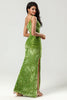 Load image into Gallery viewer, Epitome av romantikk havfrue en skulder oliven fløyel brudepike kjole