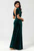 Load image into Gallery viewer, Selvsikker karismatisk A Line V-Neck Peacock Velvet Bridesmaid Dress med Ruffles