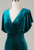 Load image into Gallery viewer, Velvet V-Neck Peacock brudepike kjole med volanger