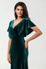 Load image into Gallery viewer, Selvsikker karismatisk A Line V-Neck Peacock Velvet Bridesmaid Dress med Ruffles