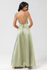Load image into Gallery viewer, Satin Green brudepike kjole med snøre-up tilbake