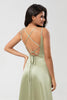Load image into Gallery viewer, Satin Green brudepike kjole med snøre-up tilbake