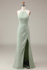 Load image into Gallery viewer, Matcha Halter Neck Sheath plissert brudepike kjole med Slit