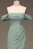 Load image into Gallery viewer, støvete salvie av skulderskjeden Chiffon plissert lang brudepike kjole