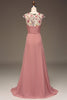 Load image into Gallery viewer, Dusty Rose A-line Chiffon og broderi Maxi brudepike kjole