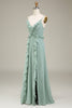 Load image into Gallery viewer, Eukalyptus A-linje V-hals Chiffon brudepike kjole med volanger