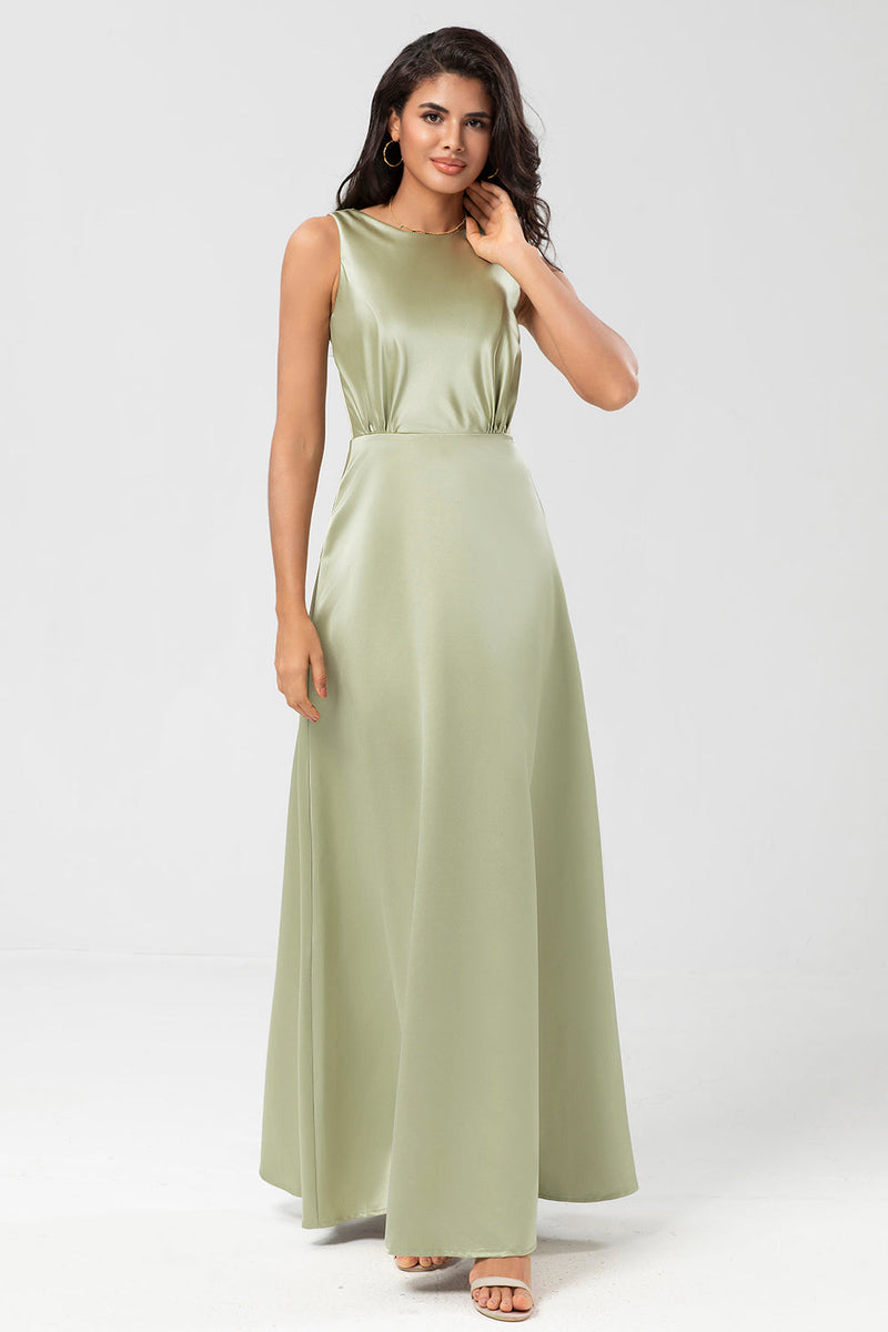 Load image into Gallery viewer, Satin Green brudepike kjole med plissert