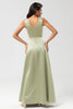 Load image into Gallery viewer, Satin Green brudepike kjole med plissert