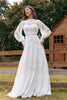 Load image into Gallery viewer, Ivory lange ermer Boho brudekjole med blonder