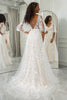 Load image into Gallery viewer, Ivory Batwing ermer Lace Sweep Train brudekjole