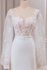 Load image into Gallery viewer, Ivory Lace Sweetheart Neck Long Sleeves Havfrue brudekjole med Sweep Train
