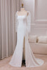 Load image into Gallery viewer, Ivory Trumpet Sweep Train Long Sleeves Bridal Dress med 3D-applikasjoner