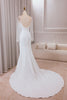 Load image into Gallery viewer, Ivory Trumpet Sweetheart Neck Satin Bridal Dress med blonder lange ermer