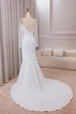 Ivory Trumpet Sweetheart Neck Satin Bridal Dress med blonder lange ermer