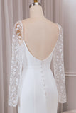 Ivory Trumpet Sweetheart Neck Satin Bridal Dress med blonder lange ermer