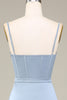 Load image into Gallery viewer, Dusty Blue A-Line Spaghetti stropper Satin Long brudepike kjole