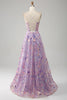 Load image into Gallery viewer, Mauve A-Line Spaghetti stropper Long Prom Kjole med Appliques